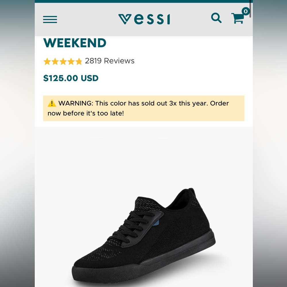 Men size 12 waterproof knit Vessi “weekend”
